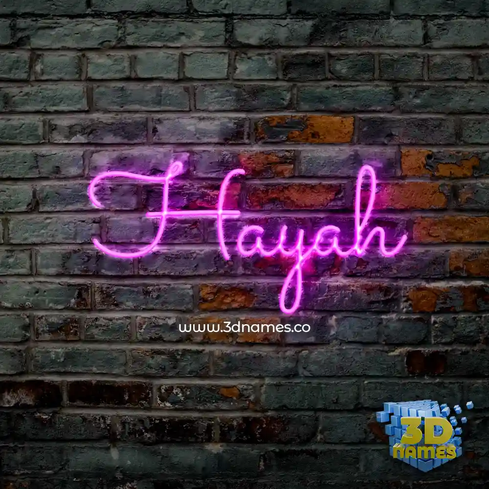 hayah in Pink Neon style - 3D name wallpaper