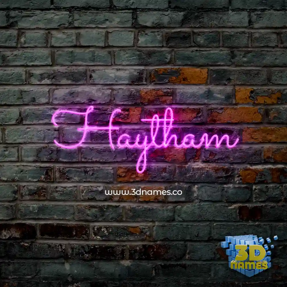 haytham in Pink Neon style - 3D name wallpaper