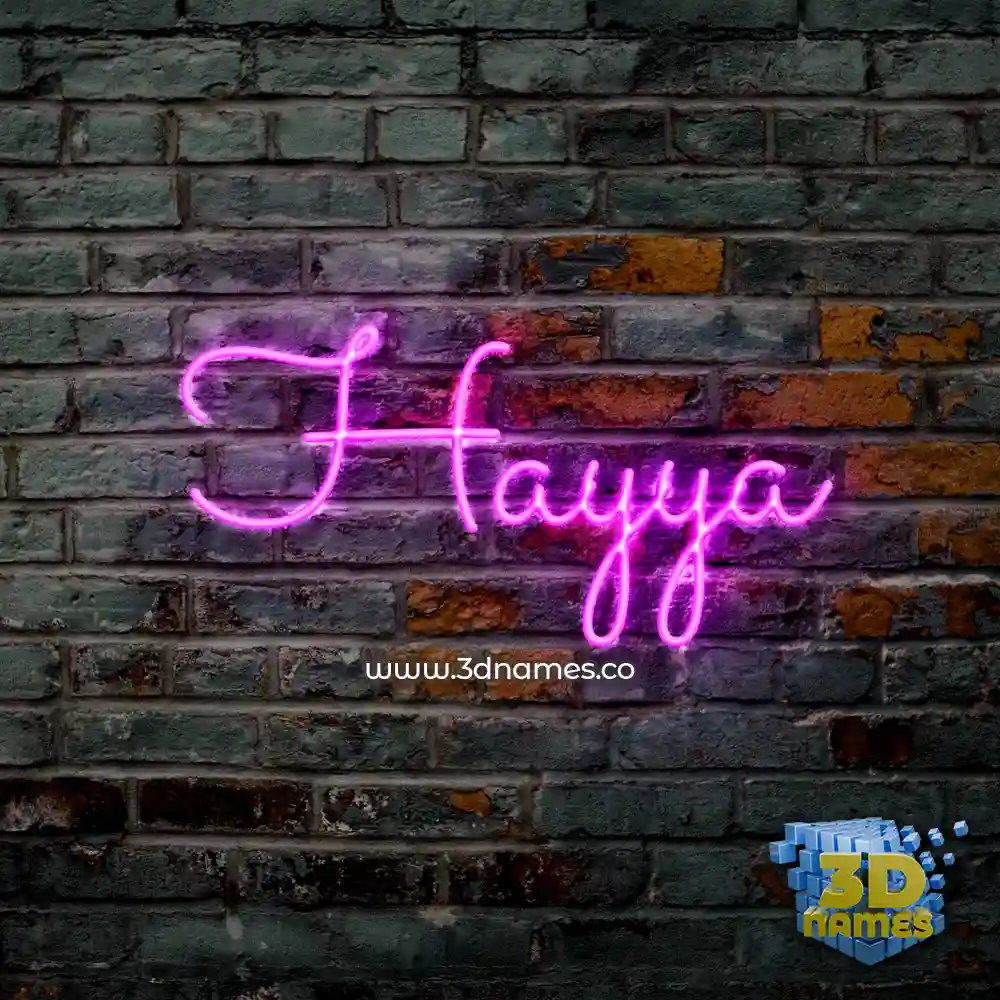 hayya in Pink Neon style - 3D name wallpaper