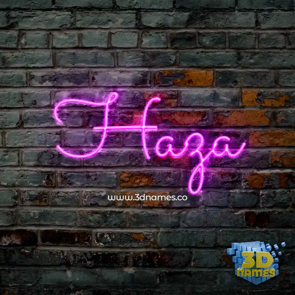 haza in Pink Neon style - 3D name wallpaper