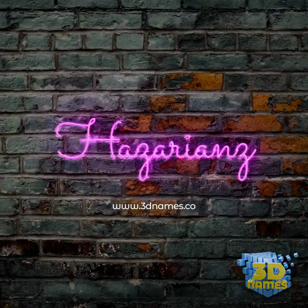 hazarianz in Pink Neon style - 3D name wallpaper