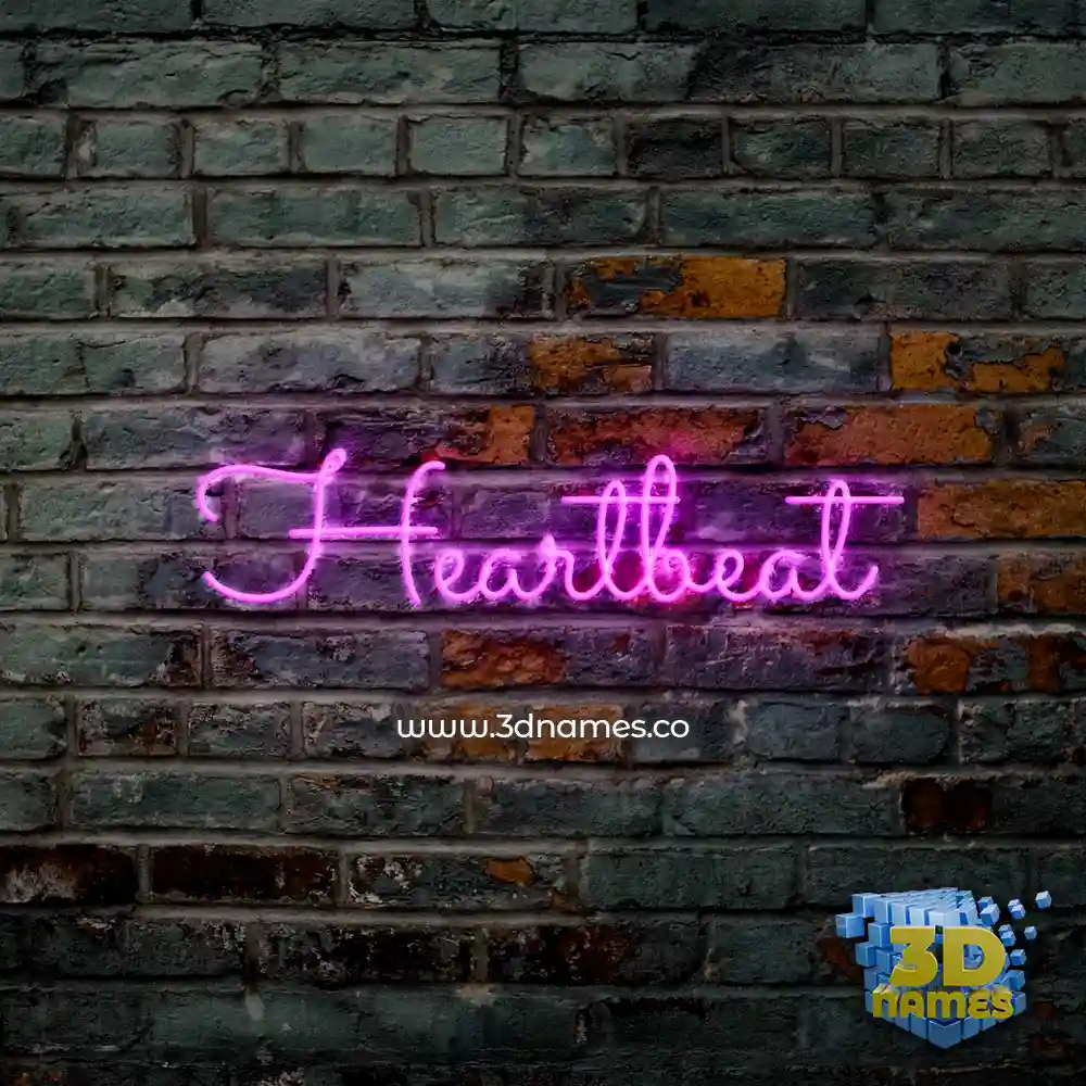heartbeat in Pink Neon style - 3D name wallpaper