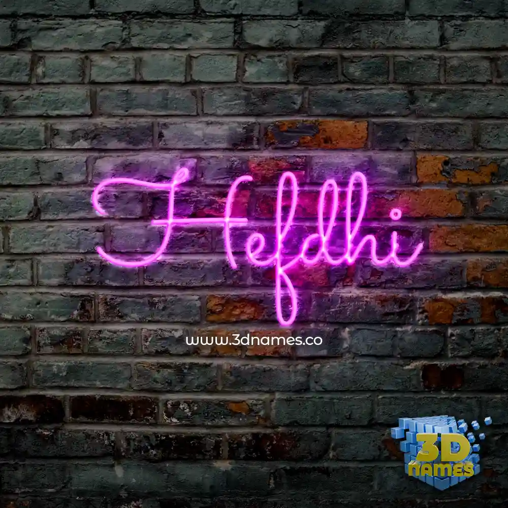 hefdhi in Pink Neon style - 3D name wallpaper