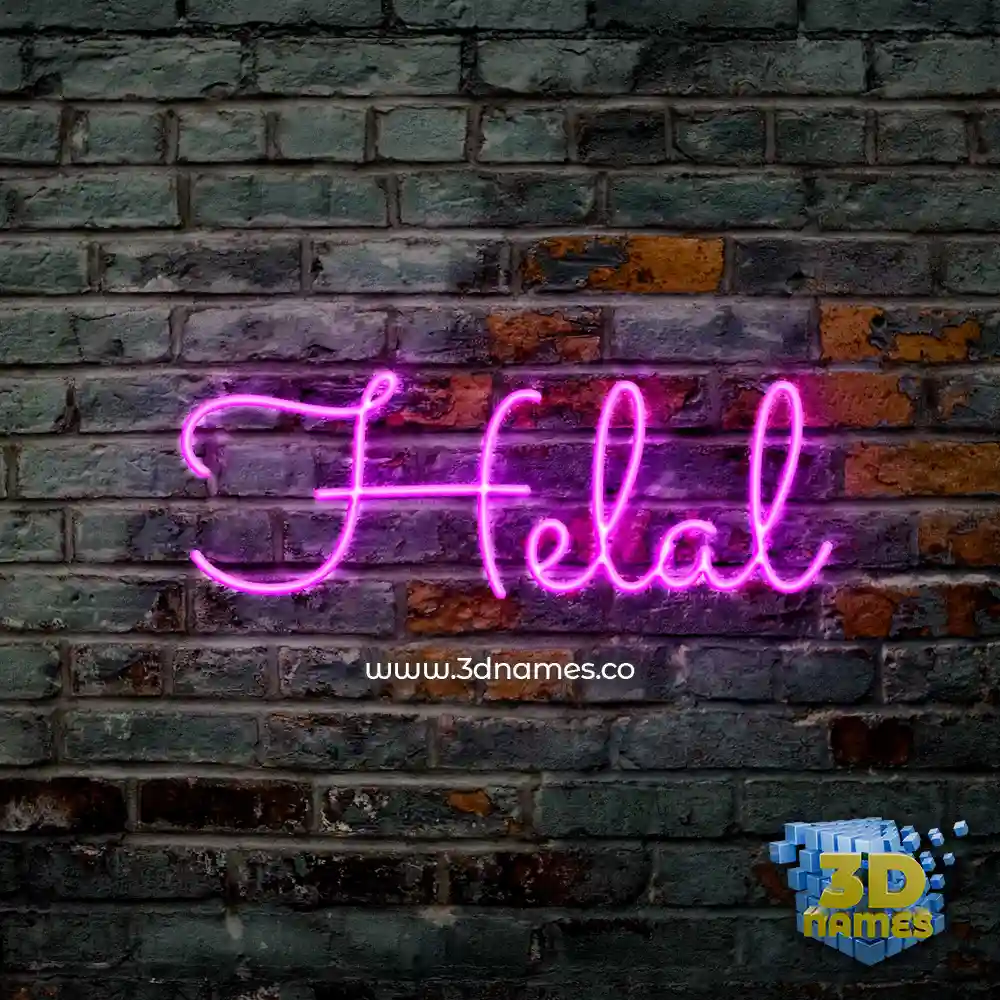 helal in Pink Neon style - 3D name wallpaper