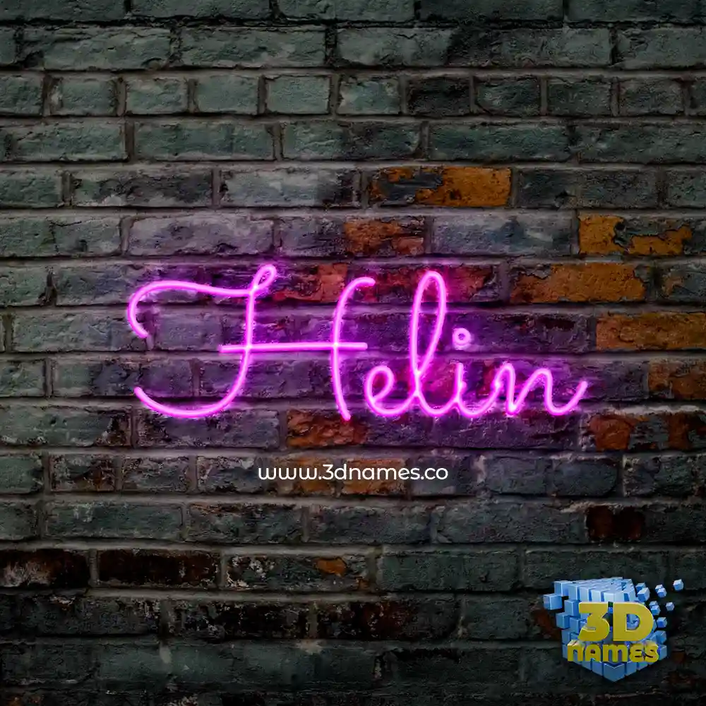 helin in Pink Neon style - 3D name wallpaper