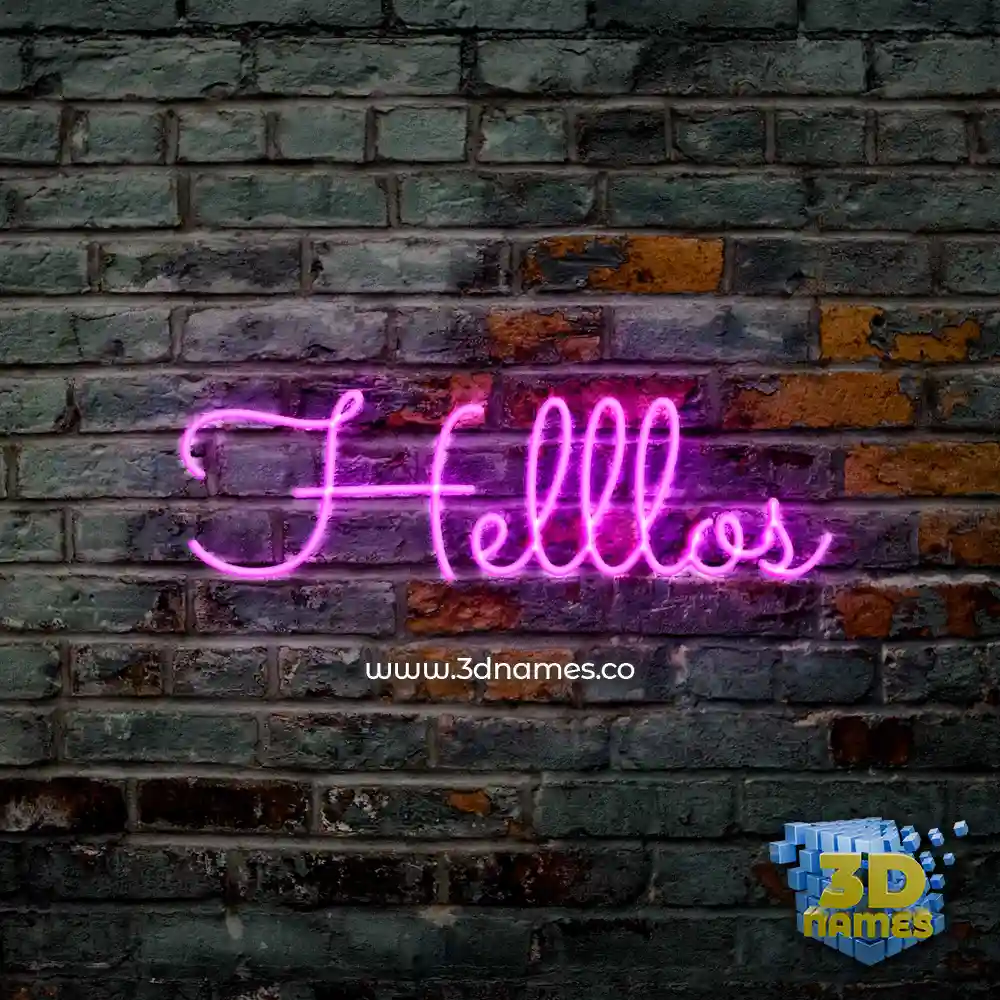 helllos in Pink Neon style - 3D name wallpaper