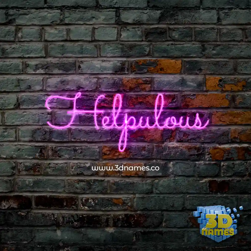 helpulous in Pink Neon style - 3D name wallpaper