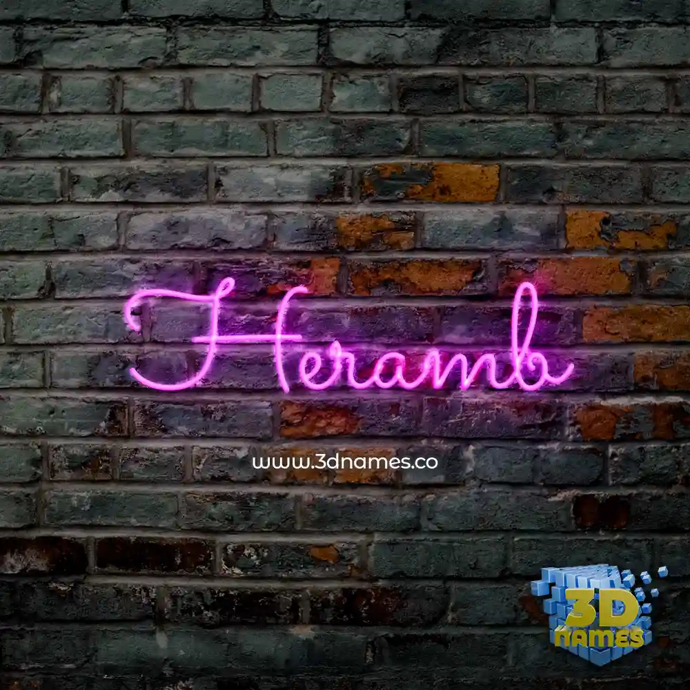 heramb in Pink Neon style - 3D name wallpaper