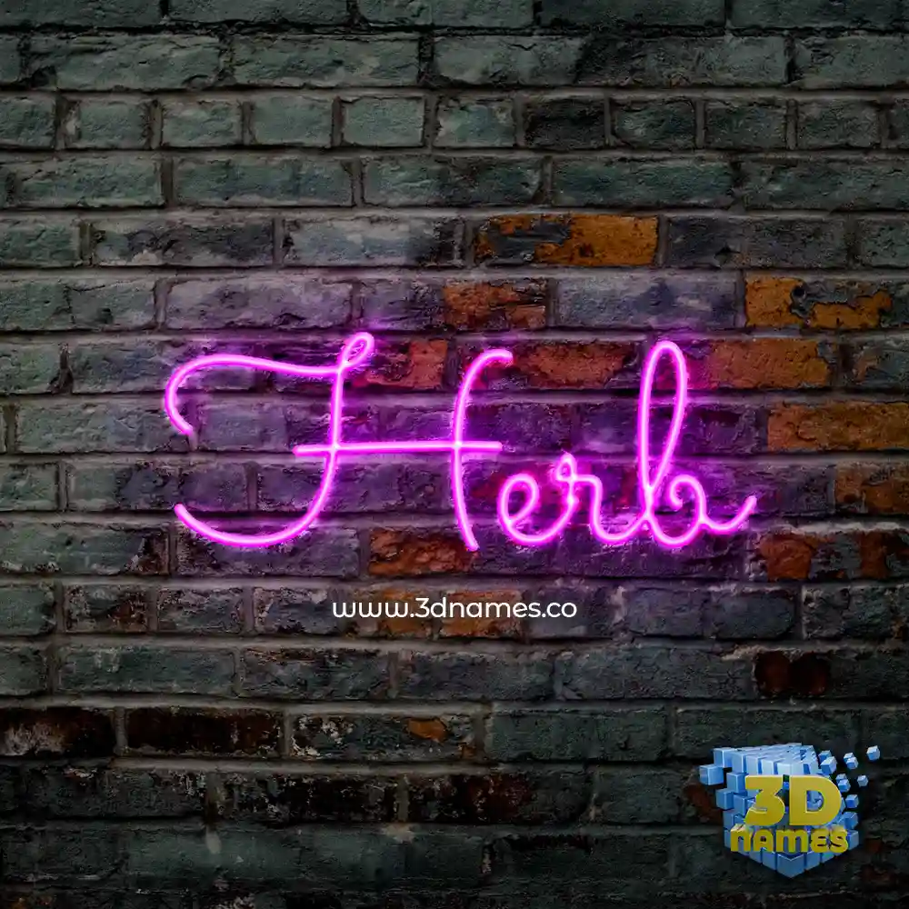 herb in Pink Neon style - 3D name wallpaper