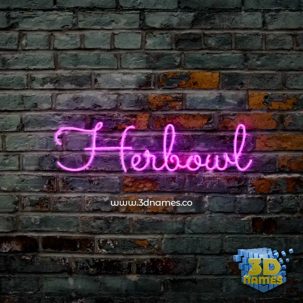 herbowl in Pink Neon style - 3D name wallpaper