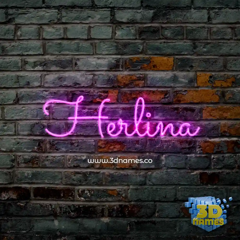 herlina in Pink Neon style - 3D name wallpaper