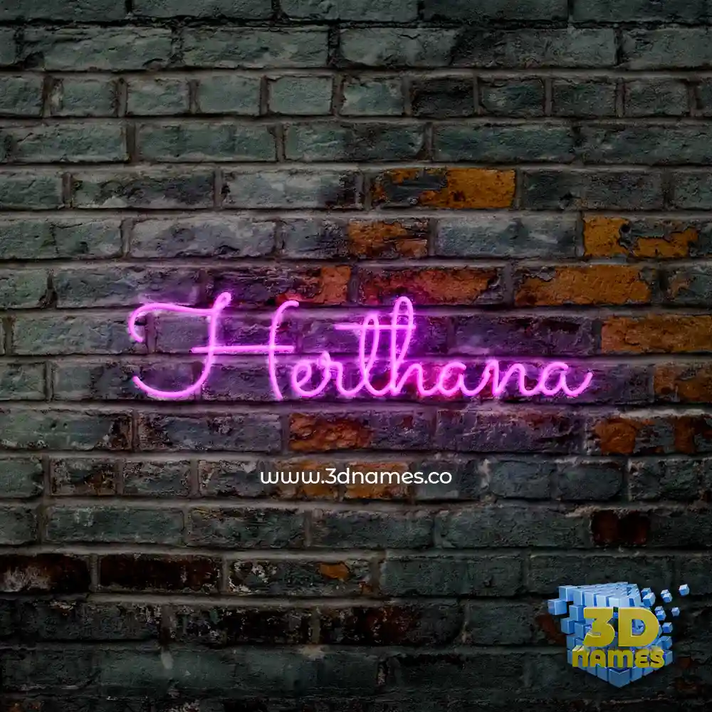 herthana in Pink Neon style - 3D name wallpaper