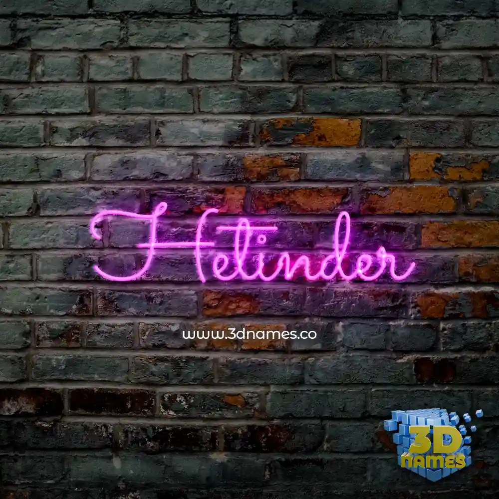 hetinder in Pink Neon style - 3D name wallpaper