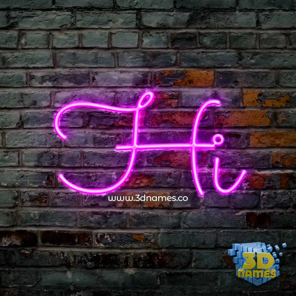 hi in Pink Neon style - 3D name wallpaper