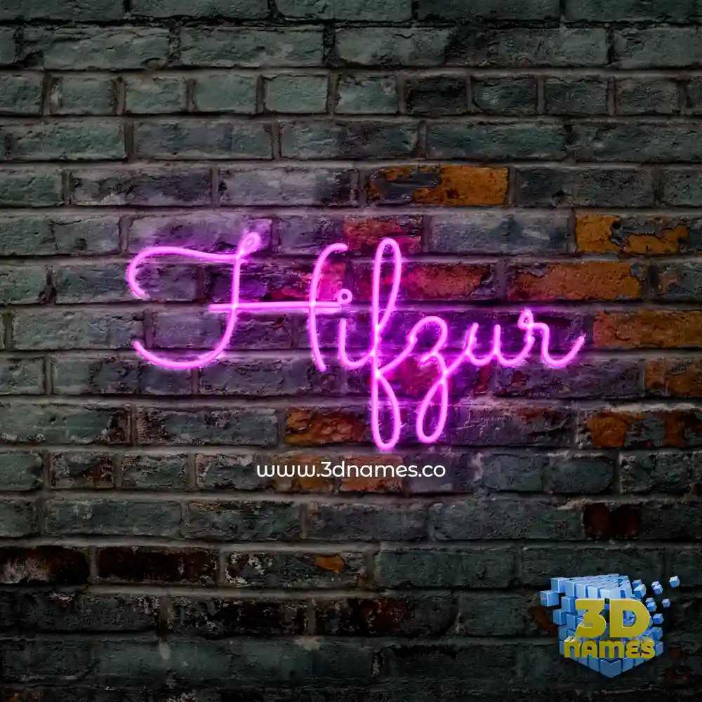 hifzur in Pink Neon style - 3D name wallpaper