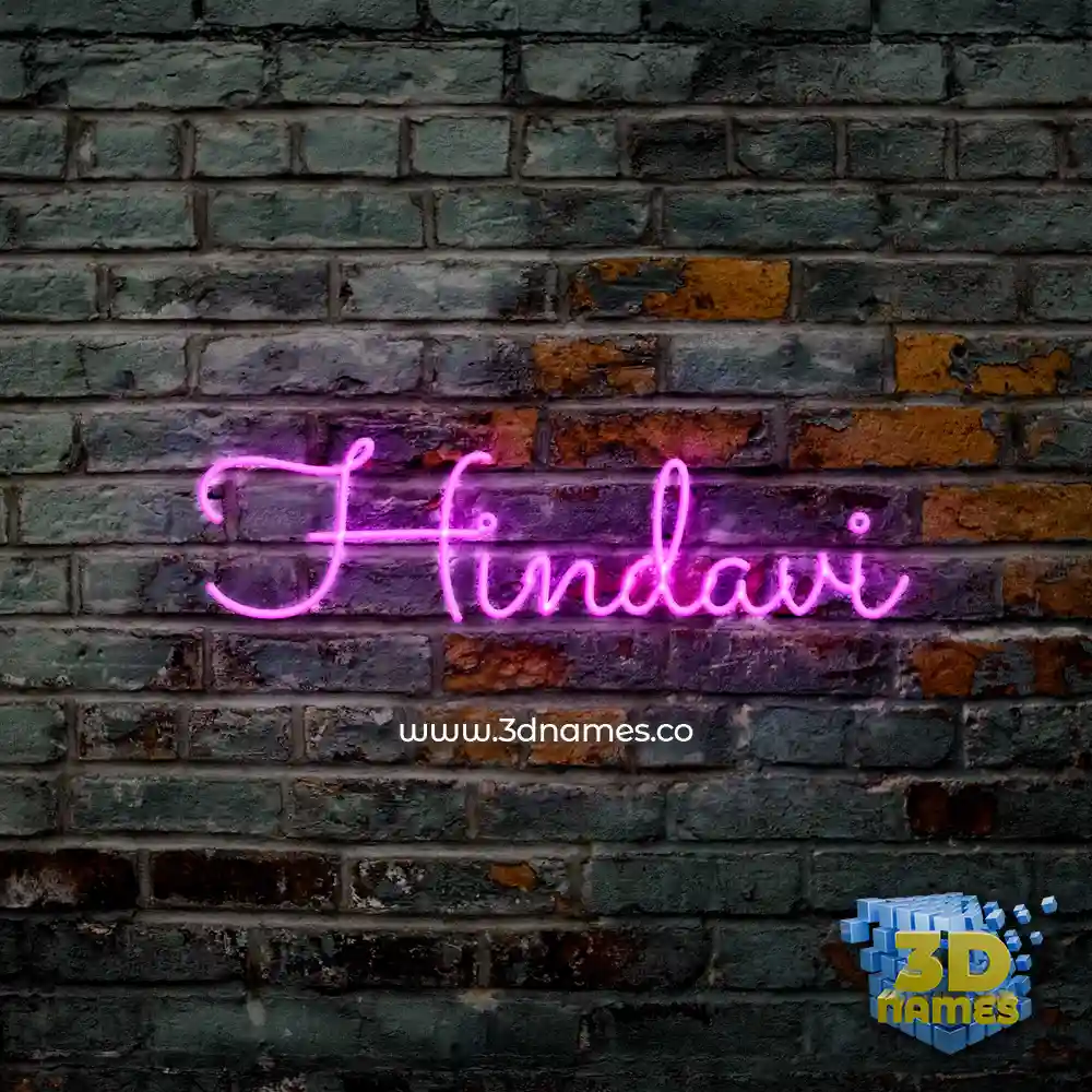 hindavi in Pink Neon style - 3D name wallpaper