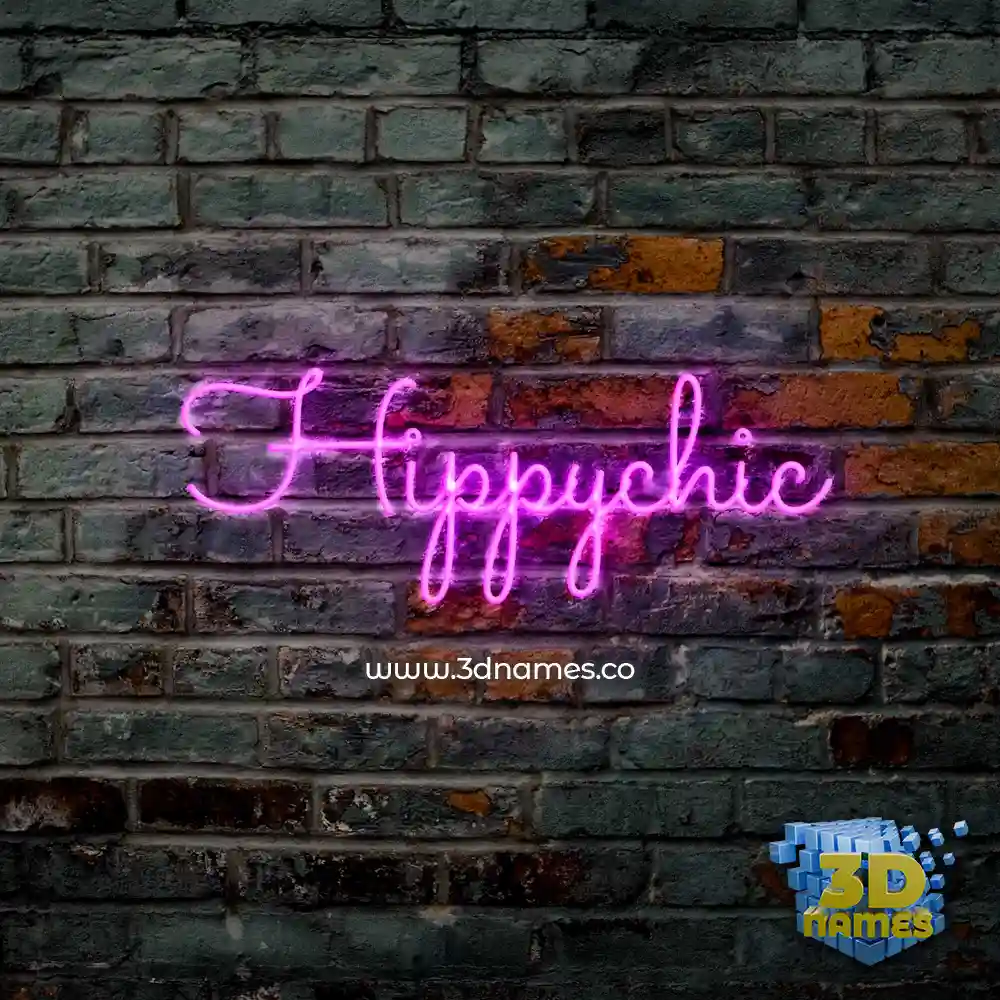 hippychic in Pink Neon style - 3D name wallpaper