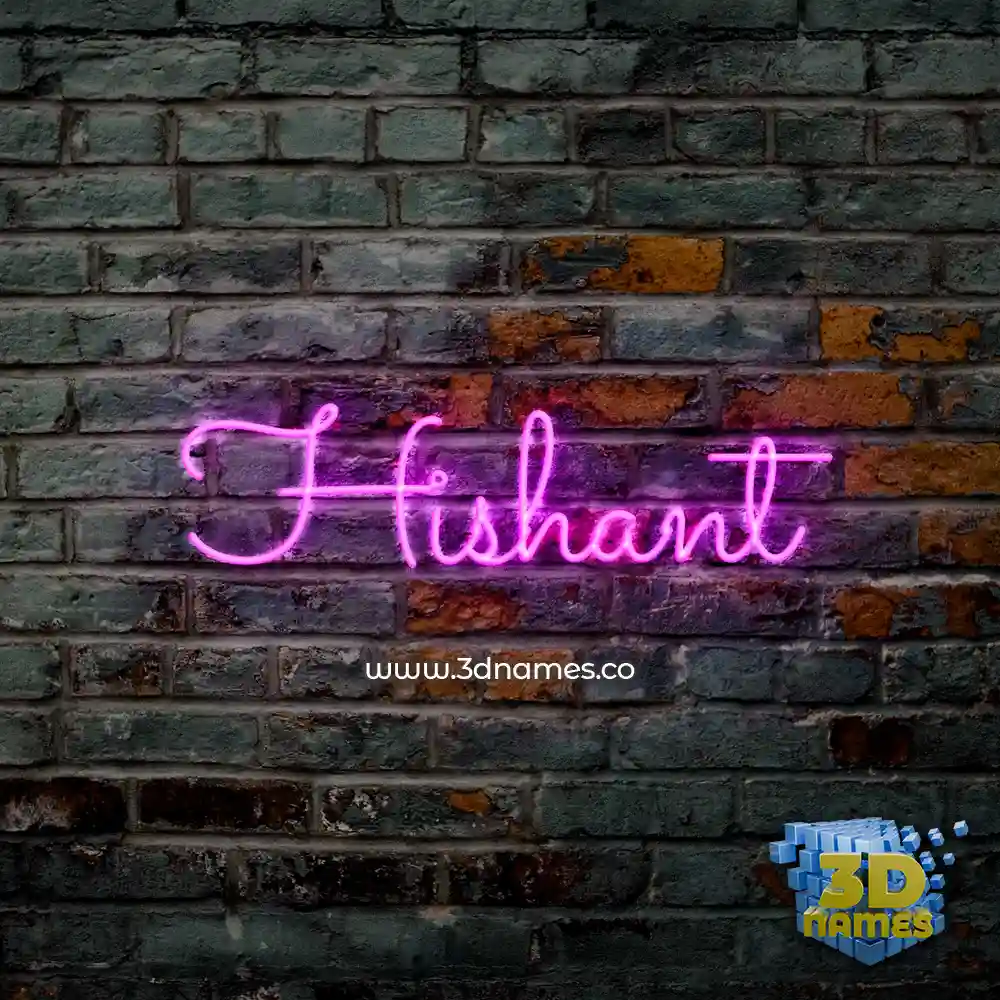 hishant in Pink Neon style - 3D name wallpaper