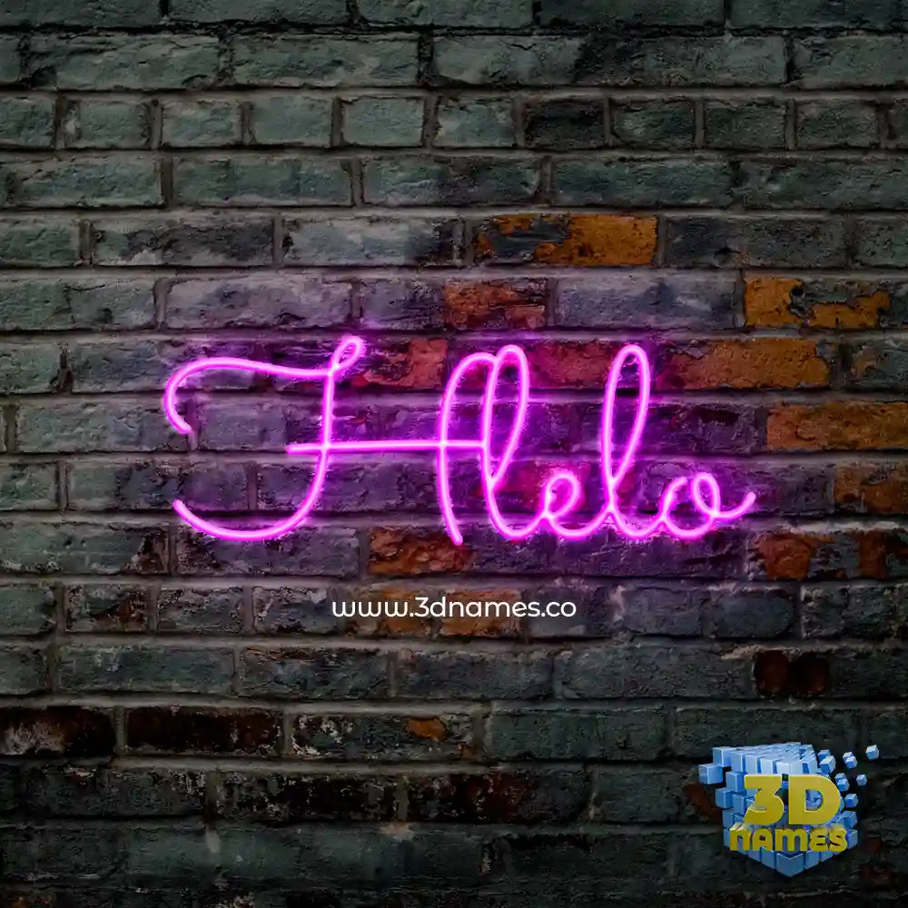 hlelo in Pink Neon style - 3D name wallpaper