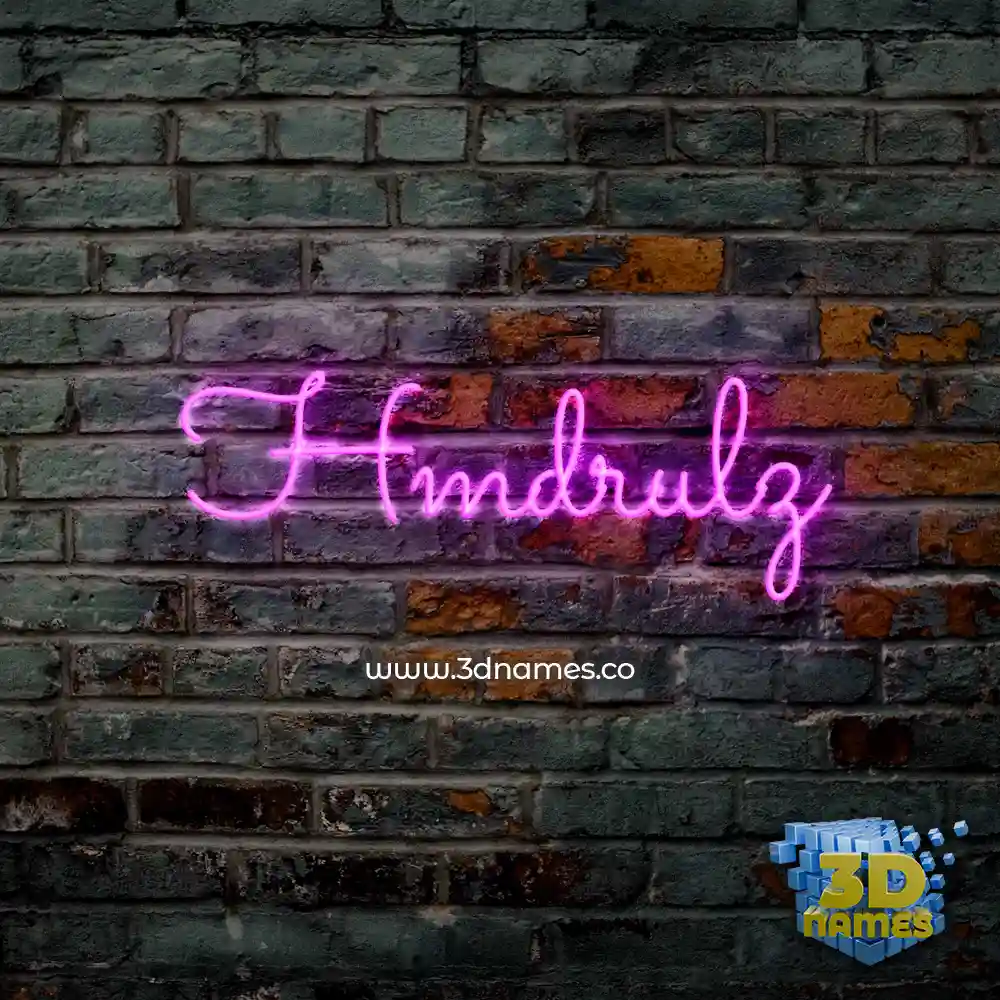 hmdrulz in Pink Neon style - 3D name wallpaper