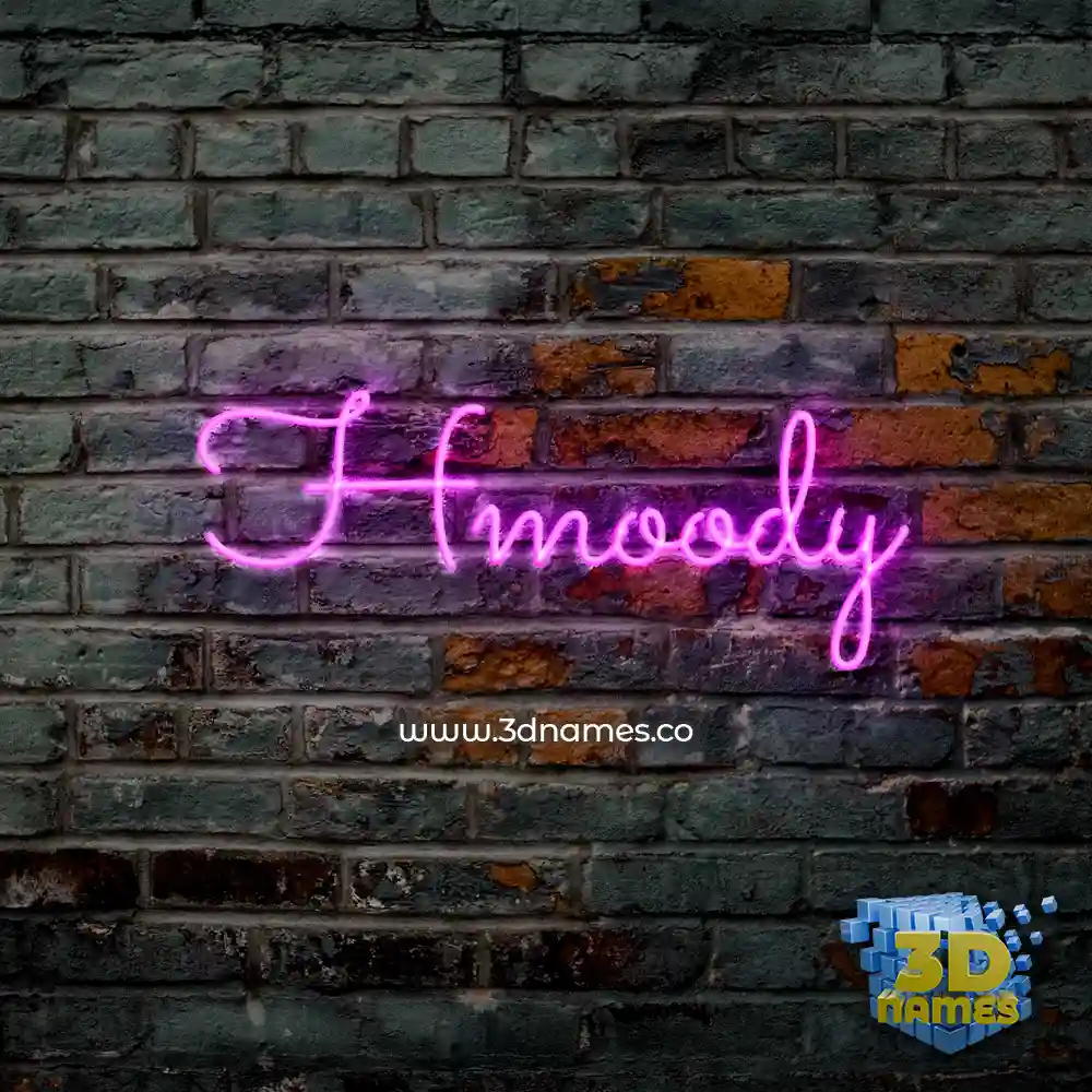 hmoody in Pink Neon style - 3D name wallpaper