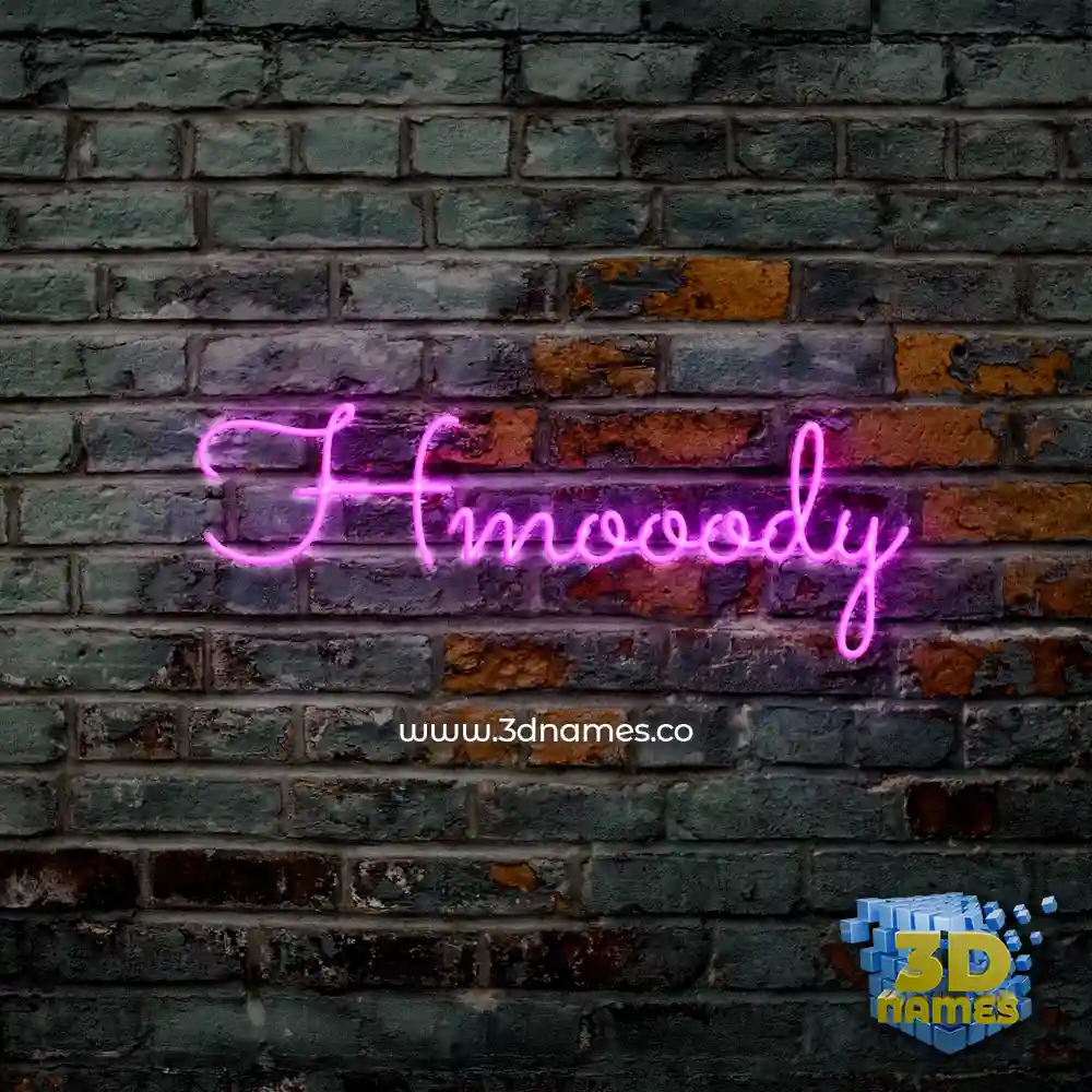 hmooody in Pink Neon style - 3D name wallpaper