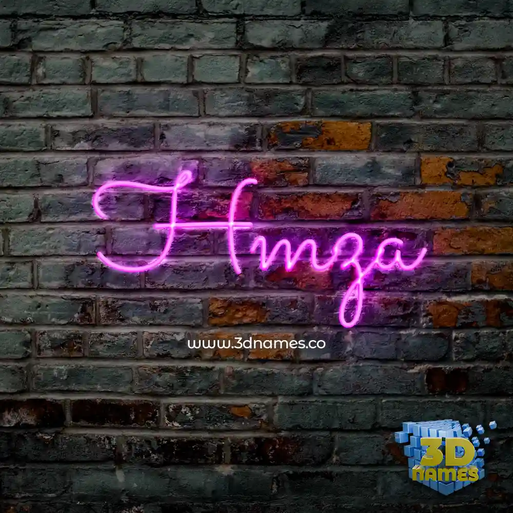 hmza in Pink Neon style - 3D name wallpaper