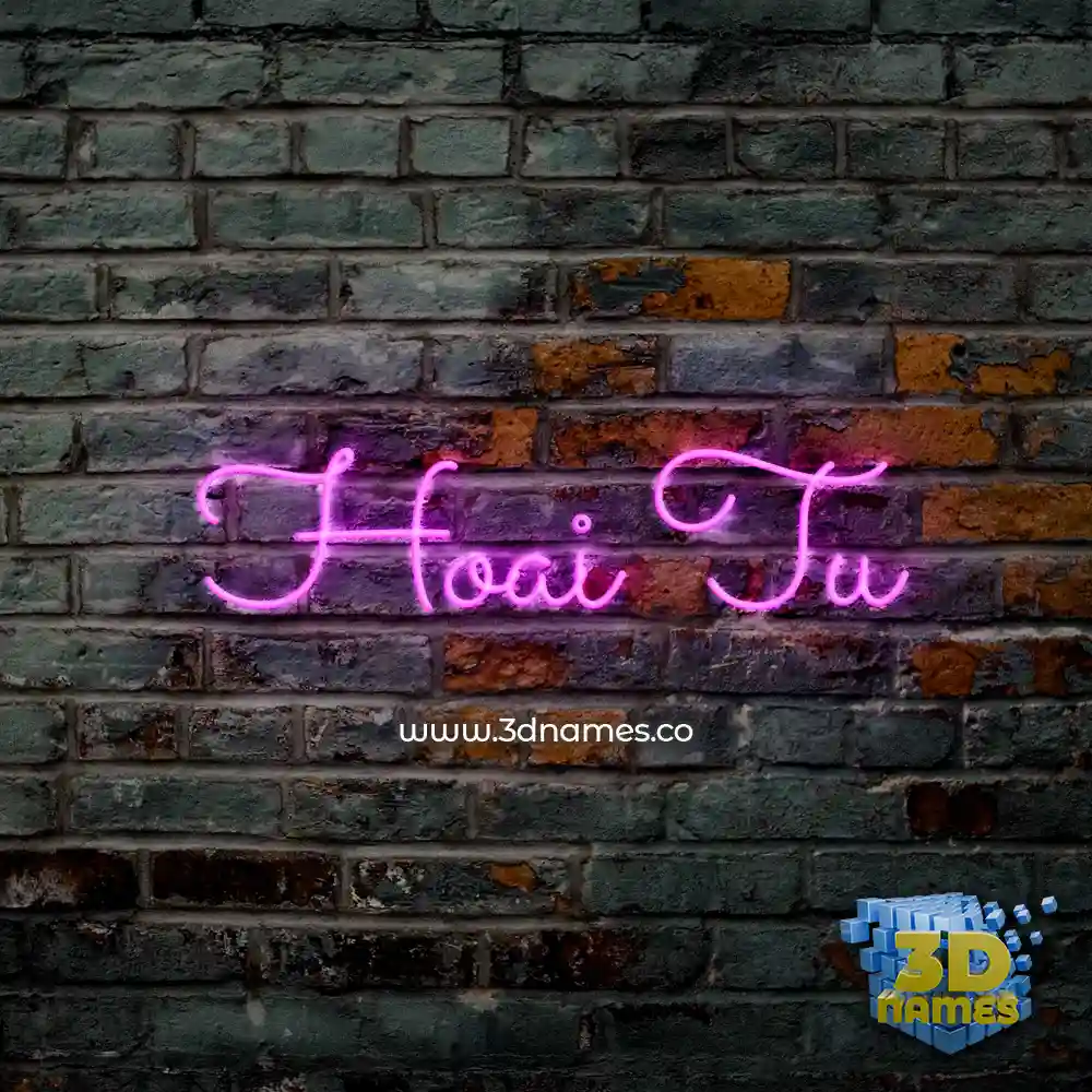 hoai tu in Pink Neon style - 3D name wallpaper