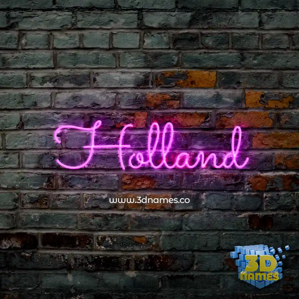 holland in Pink Neon style - 3D name wallpaper
