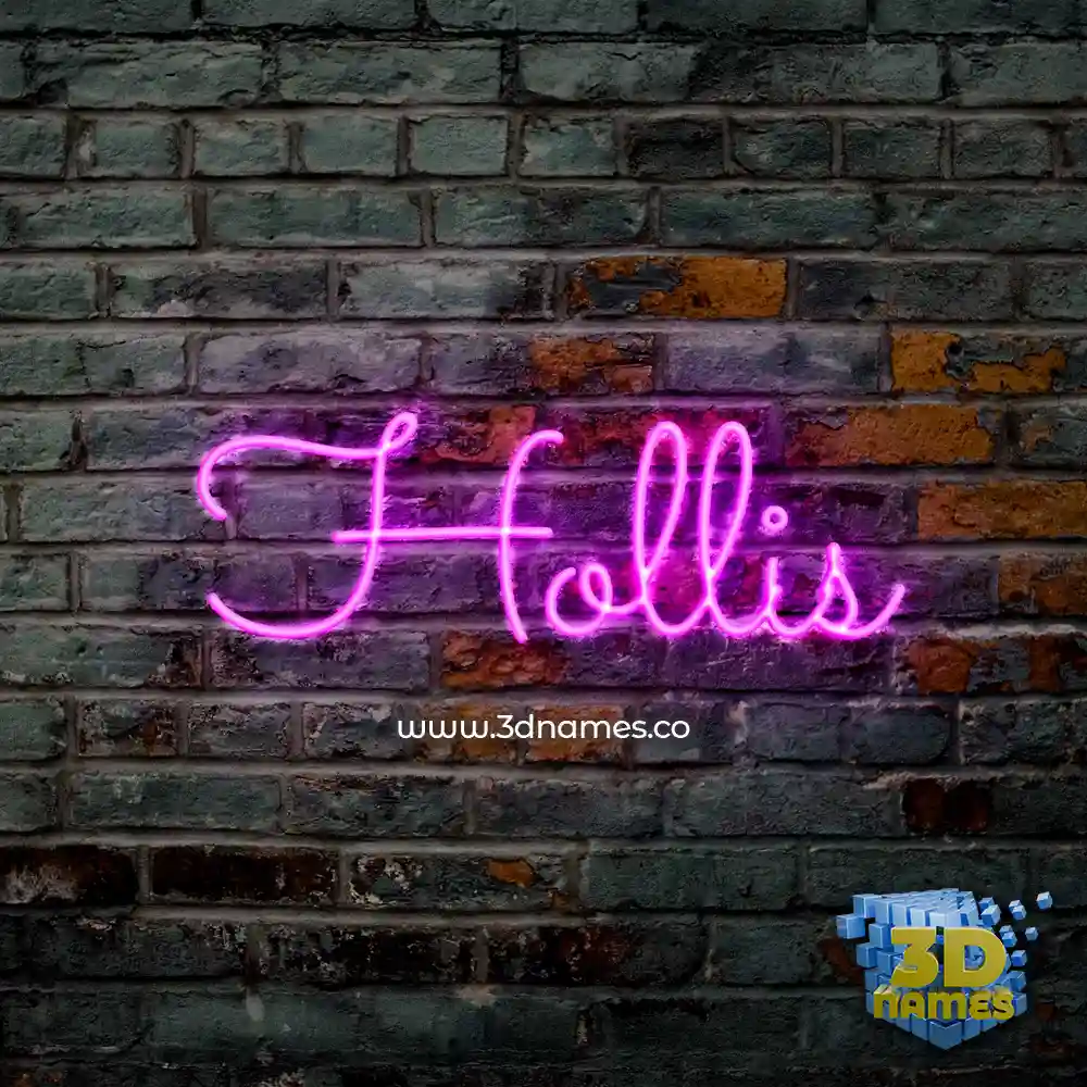 hollis in Pink Neon style - 3D name wallpaper