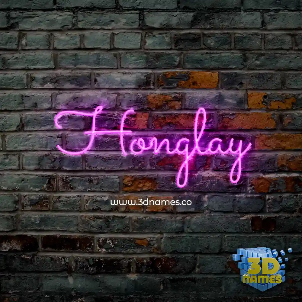 honglay in Pink Neon style - 3D name wallpaper