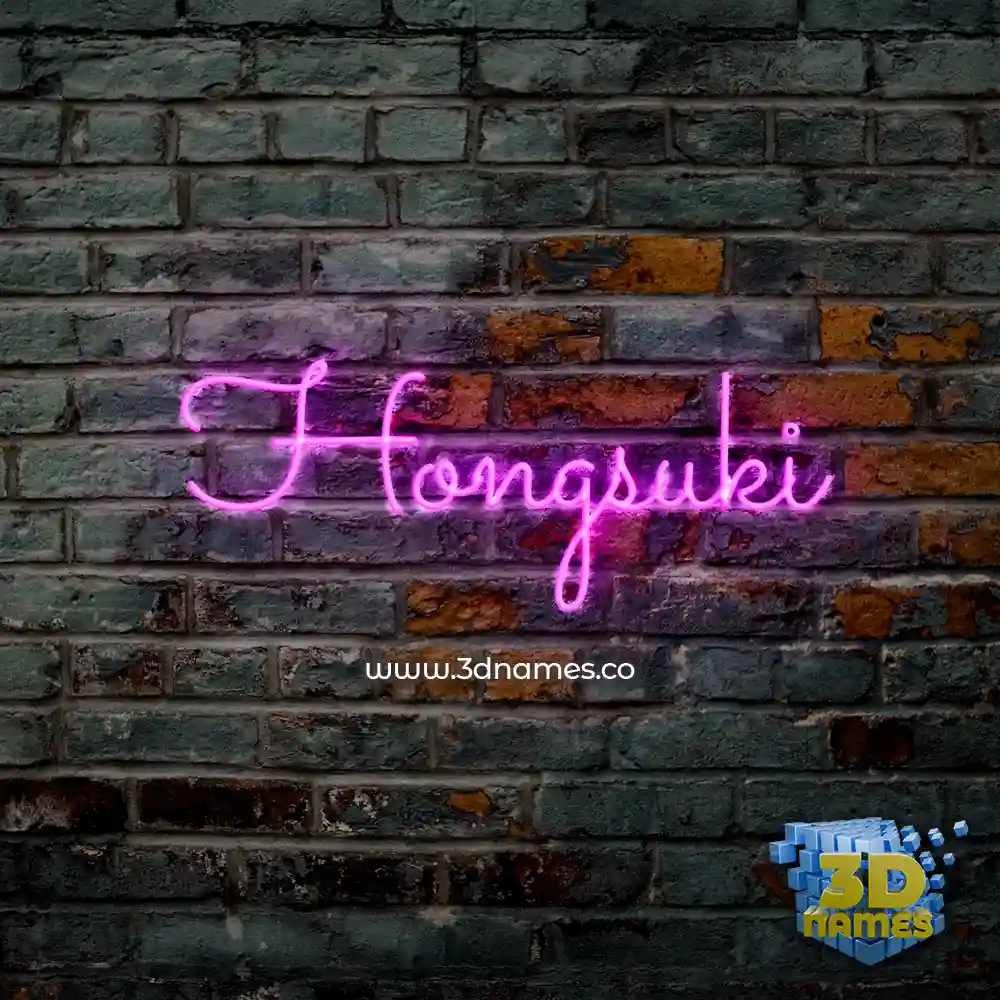 hongsuki in Pink Neon style - 3D name wallpaper