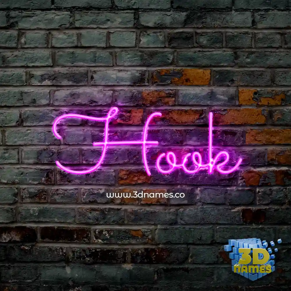 hook in Pink Neon style - 3D name wallpaper