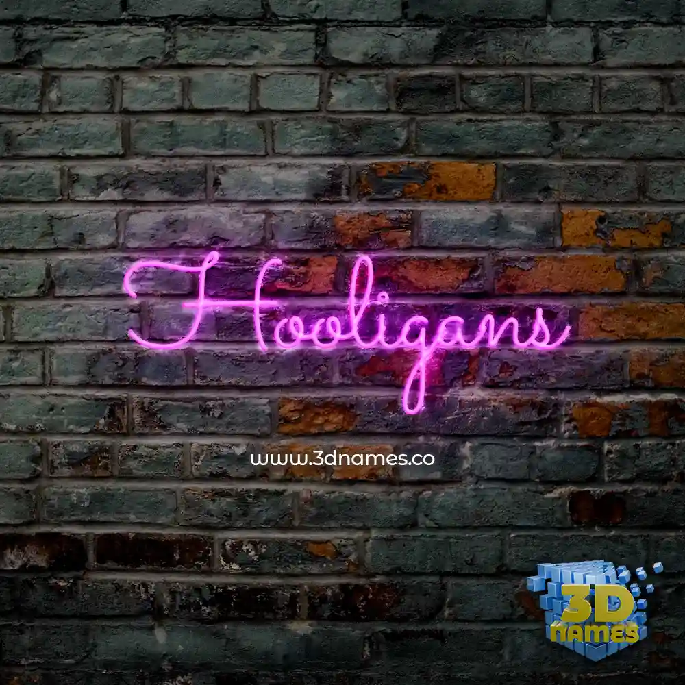 hooligans in Pink Neon style - 3D name wallpaper