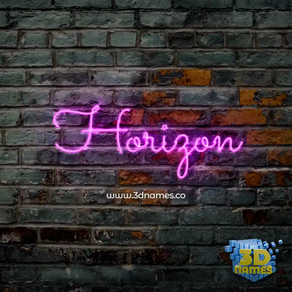 horizon in Pink Neon style - 3D name wallpaper