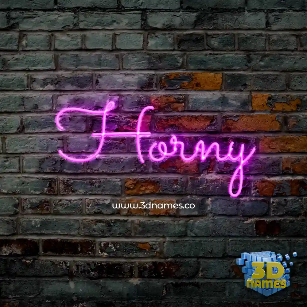 horny in Pink Neon style - 3D name wallpaper