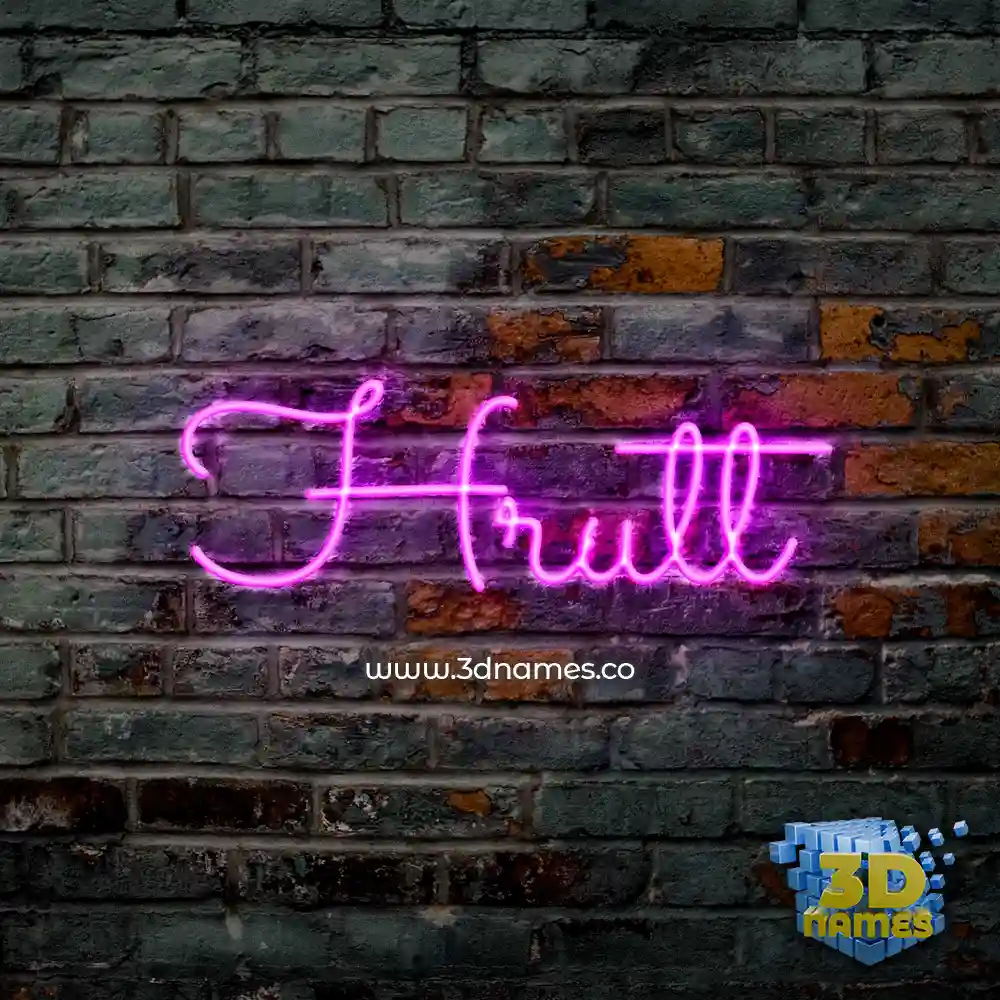 hrutt in Pink Neon style - 3D name wallpaper