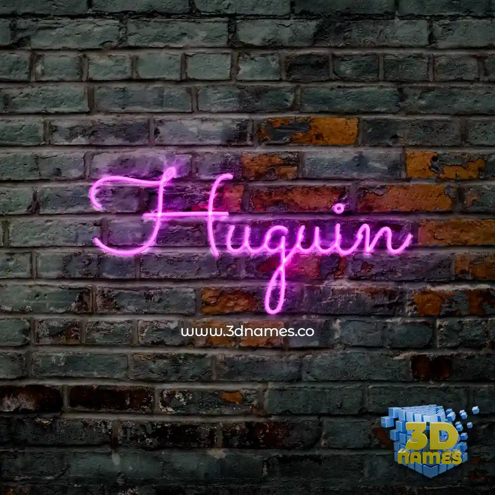huguin in Pink Neon style - 3D name wallpaper