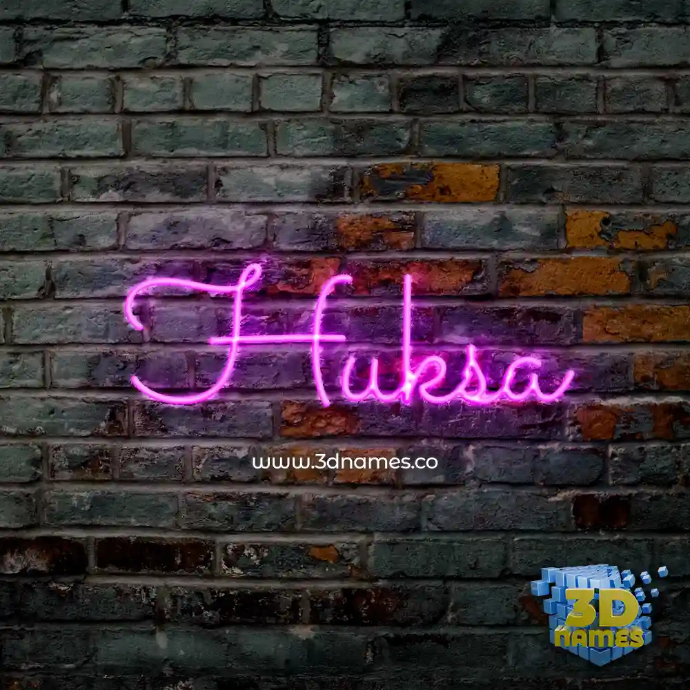huksa in Pink Neon style - 3D name wallpaper