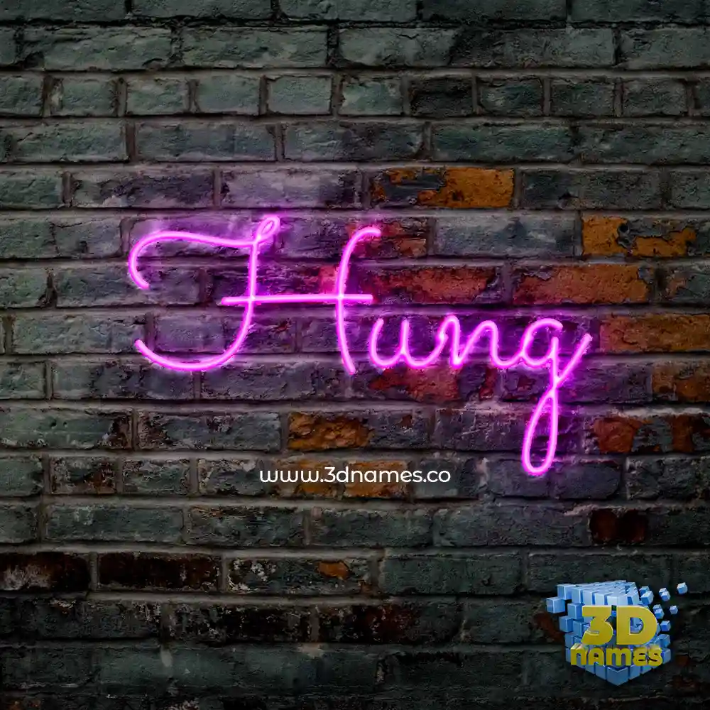 hung in Pink Neon style - 3D name wallpaper