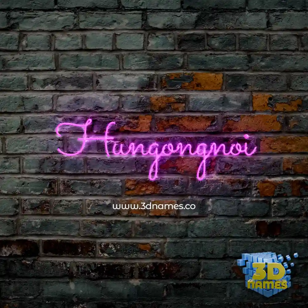 hungongnoi in Pink Neon style - 3D name wallpaper