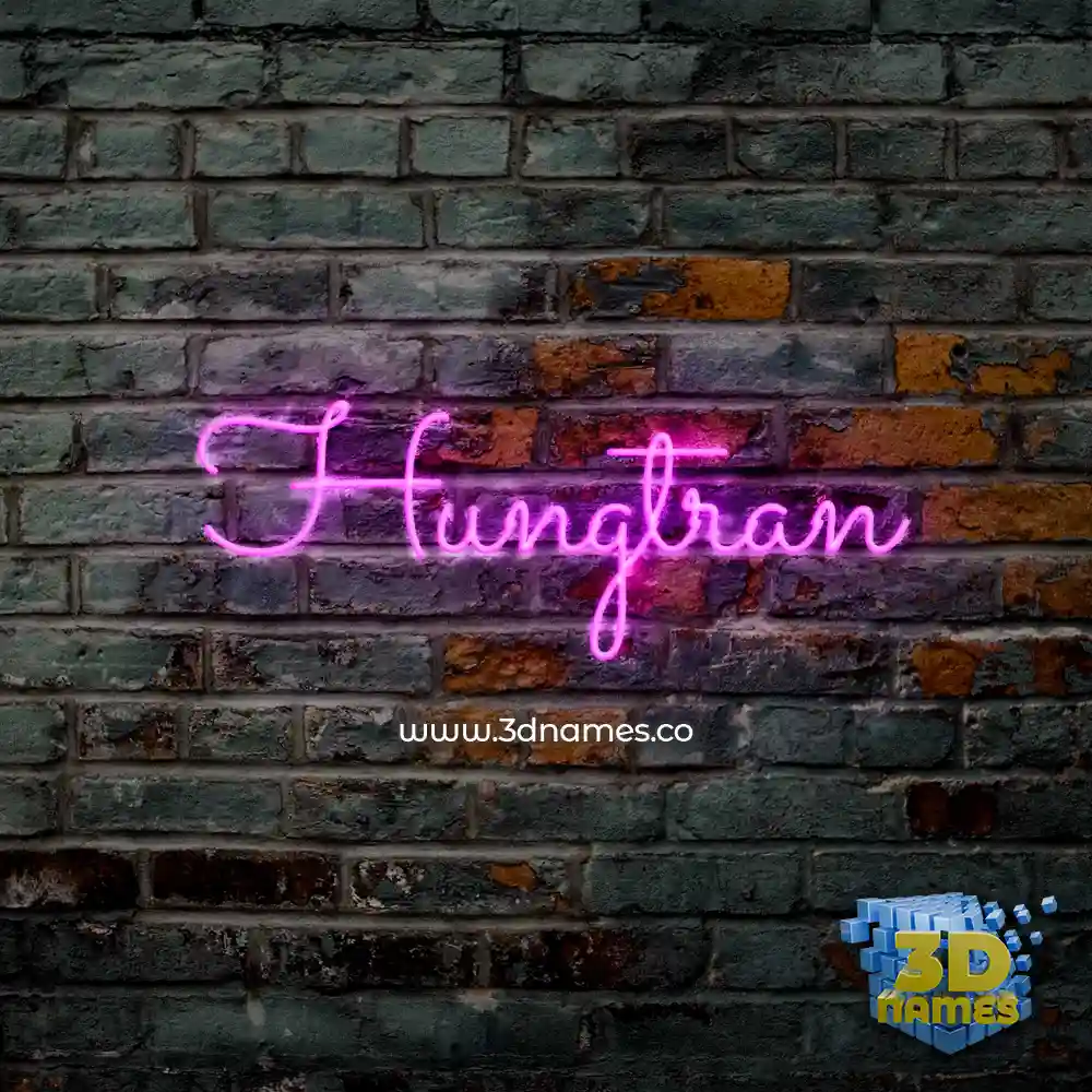 hungtran in Pink Neon style - 3D name wallpaper
