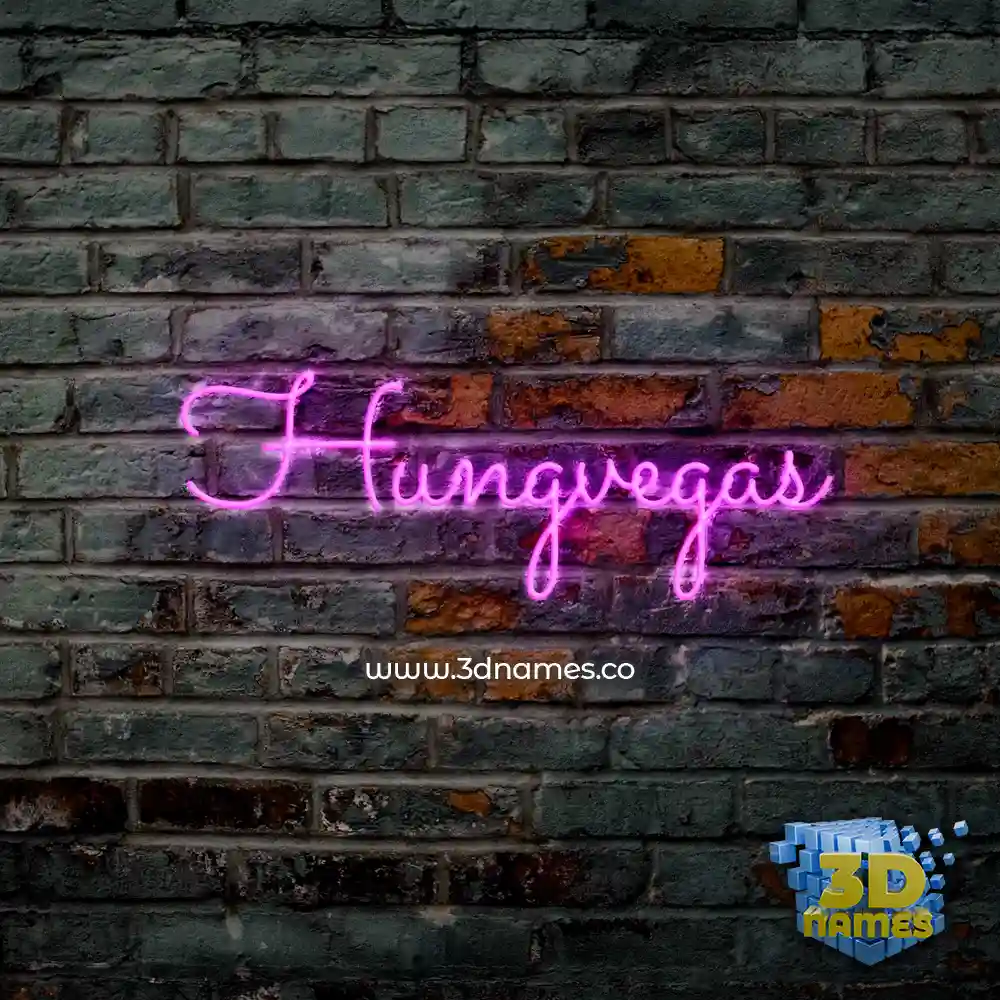 hungvegas in Pink Neon style - 3D name wallpaper