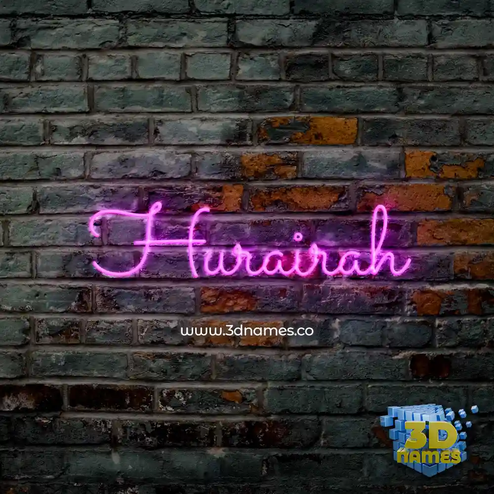 hurairah in Pink Neon style - 3D name wallpaper