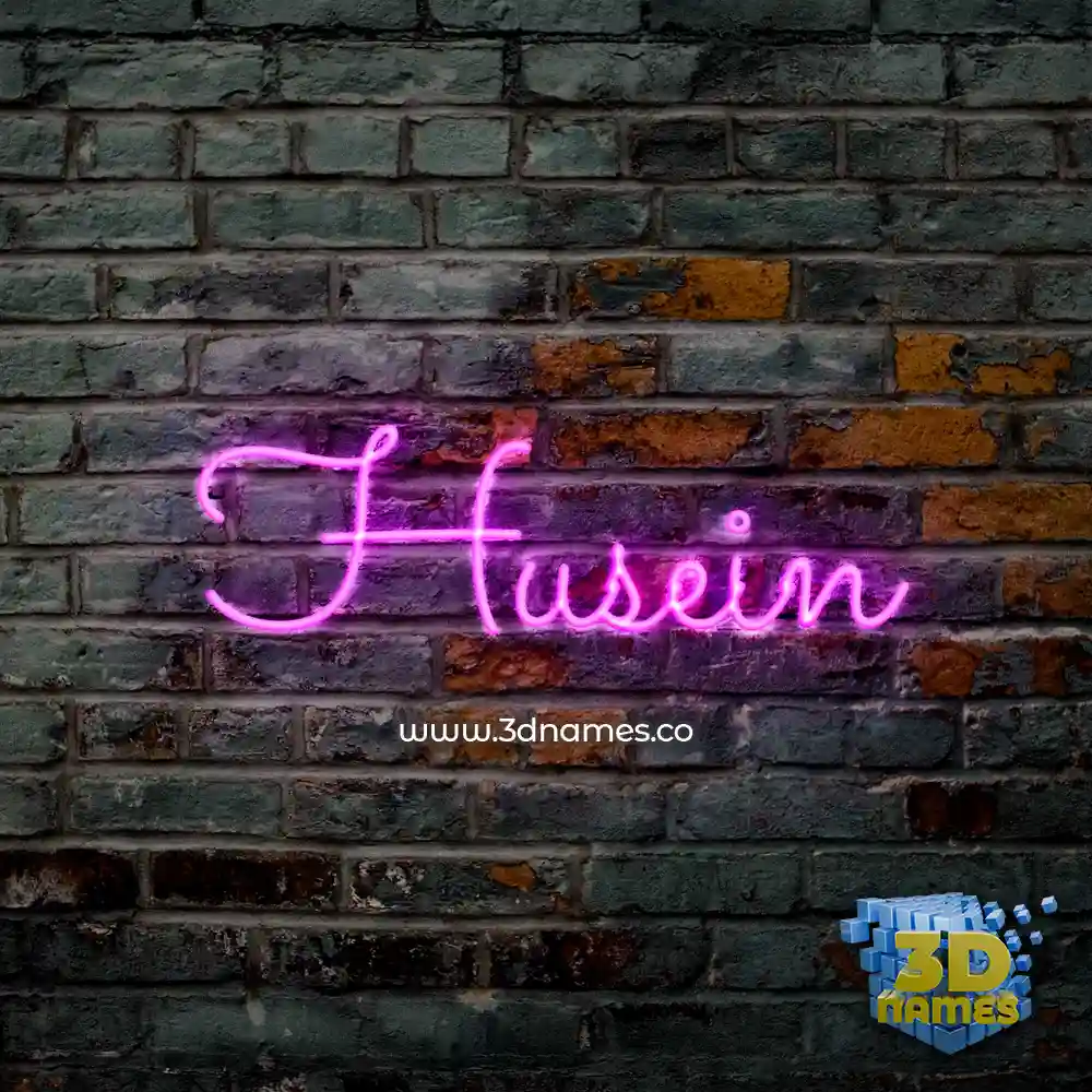 husein in Pink Neon style - 3D name wallpaper