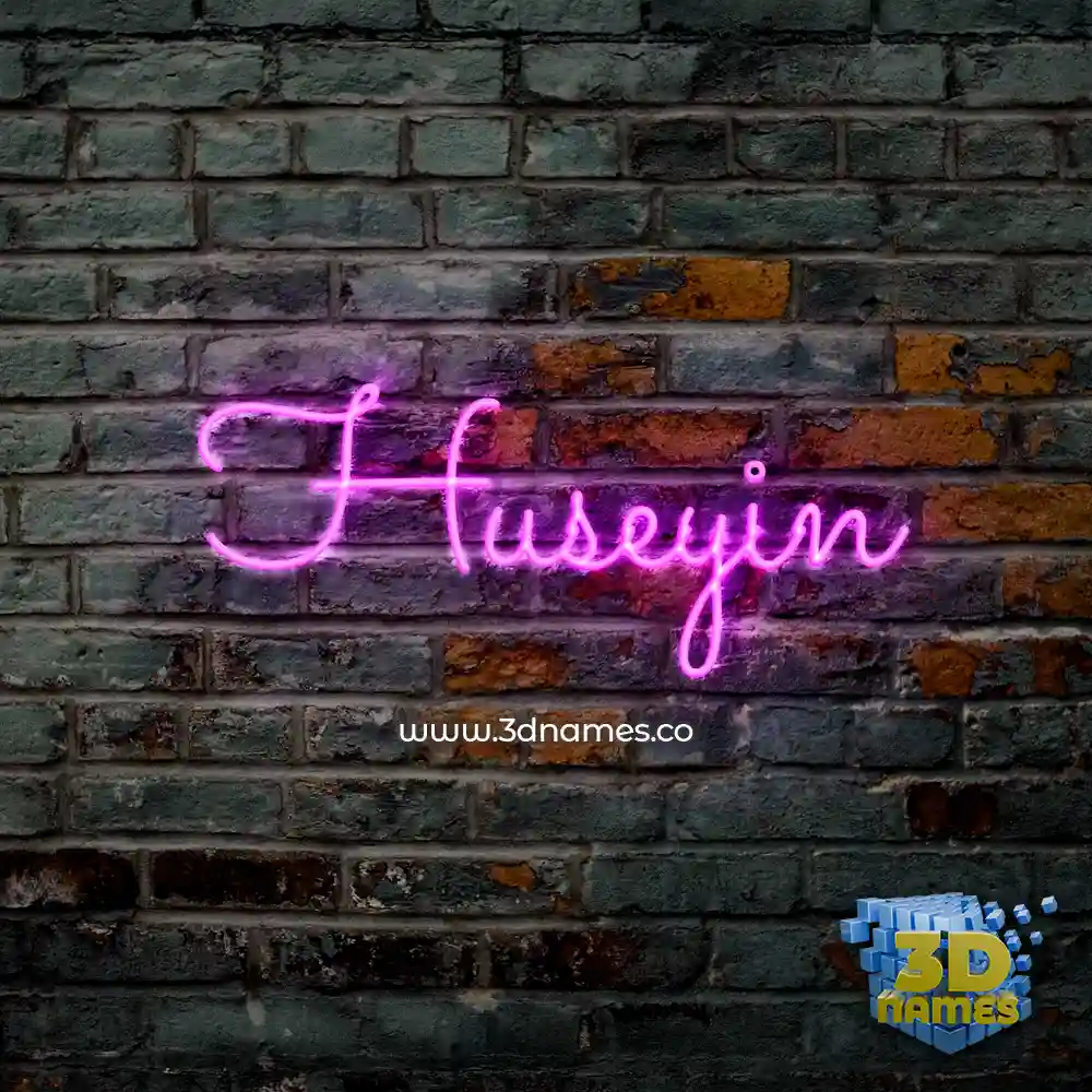 huseyin in Pink Neon style - 3D name wallpaper