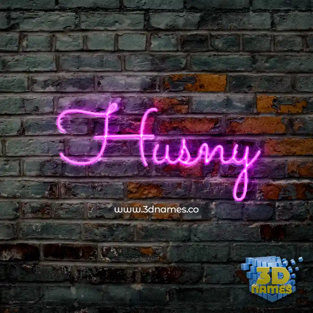 husny in Pink Neon style - 3D name wallpaper