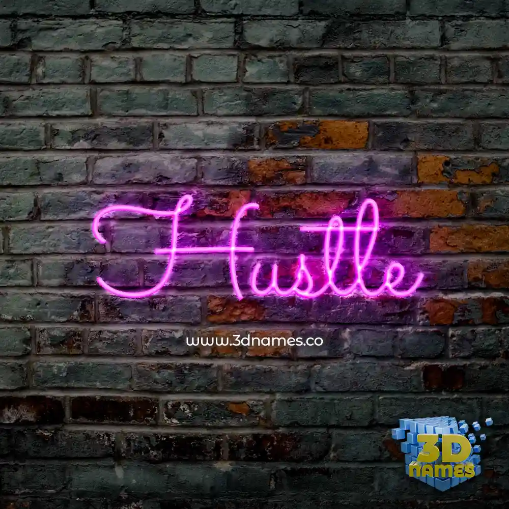 hustle in Pink Neon style - 3D name wallpaper