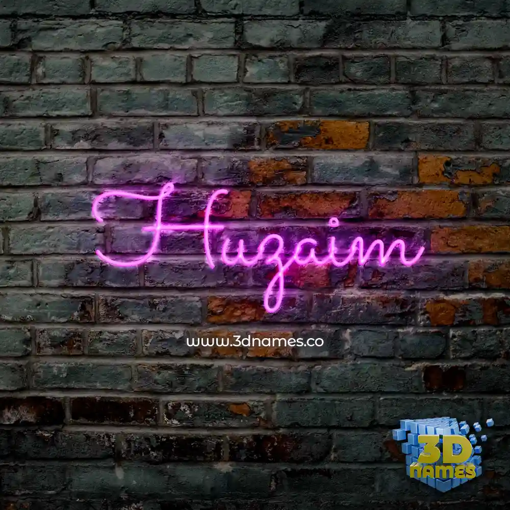 huzaim in Pink Neon style - 3D name wallpaper
