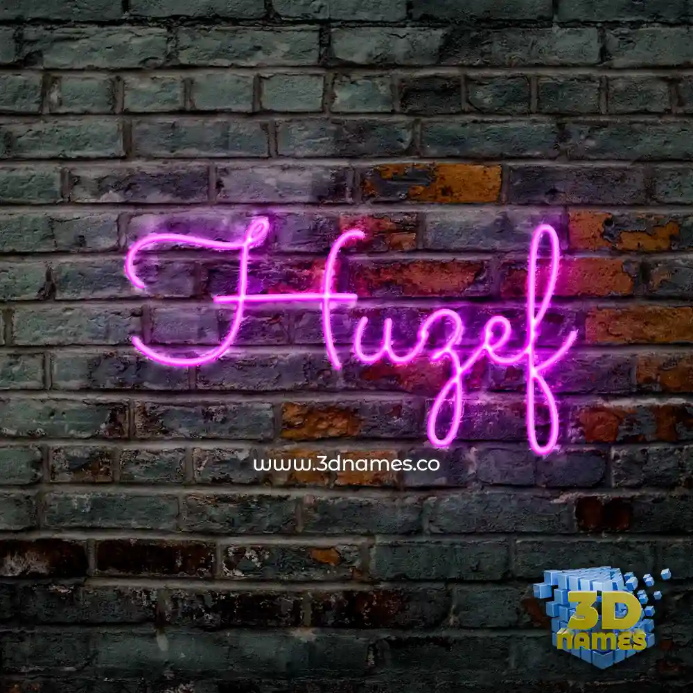 huzef in Pink Neon style - 3D name wallpaper